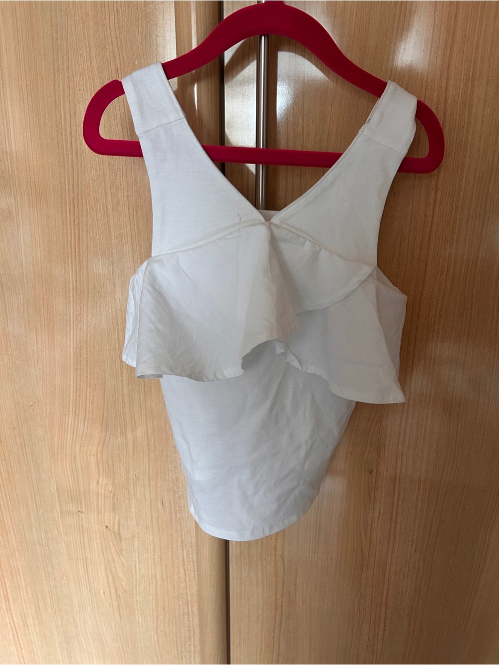 Zara White Ruffle Front Tank Top